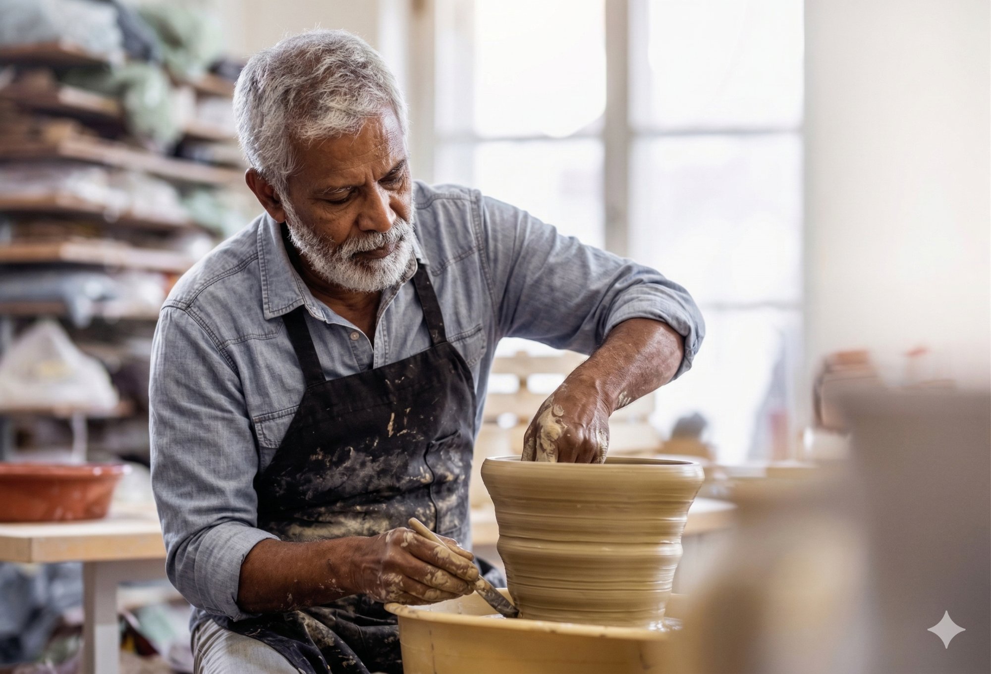 Senior focused on mindful craft at Aegis Day Care
