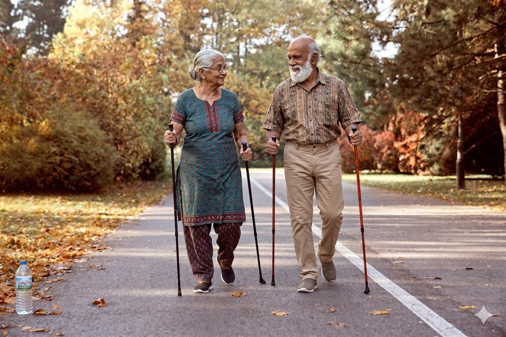 Seniors walking together outdoors at Aegis Day Care