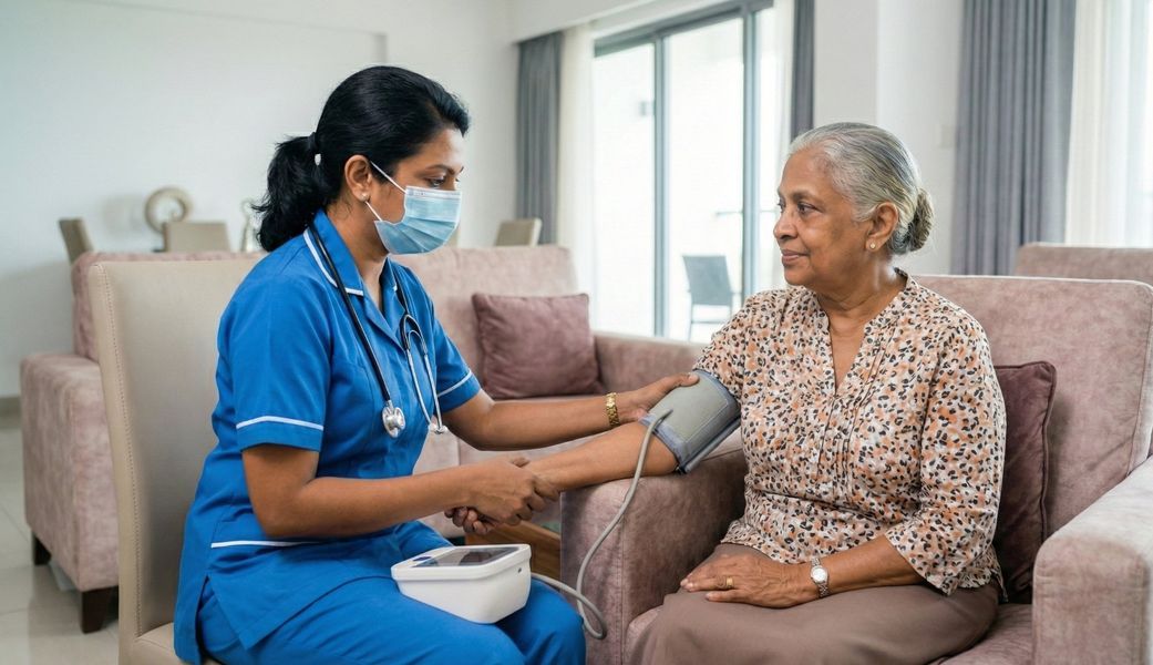 Nurse providing care at home